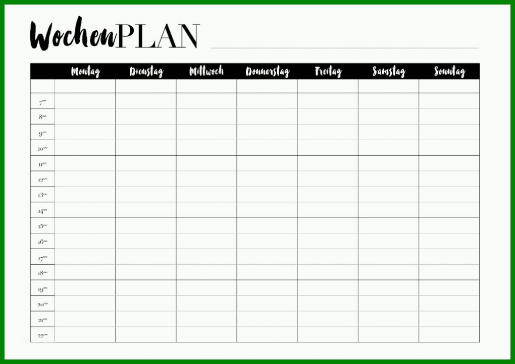 Unglaublich Wochenplan Vorlage 1024x725