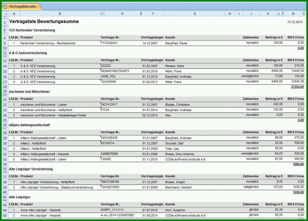 Empfohlen Excel Vorlage Vertragsübersicht 1101x788