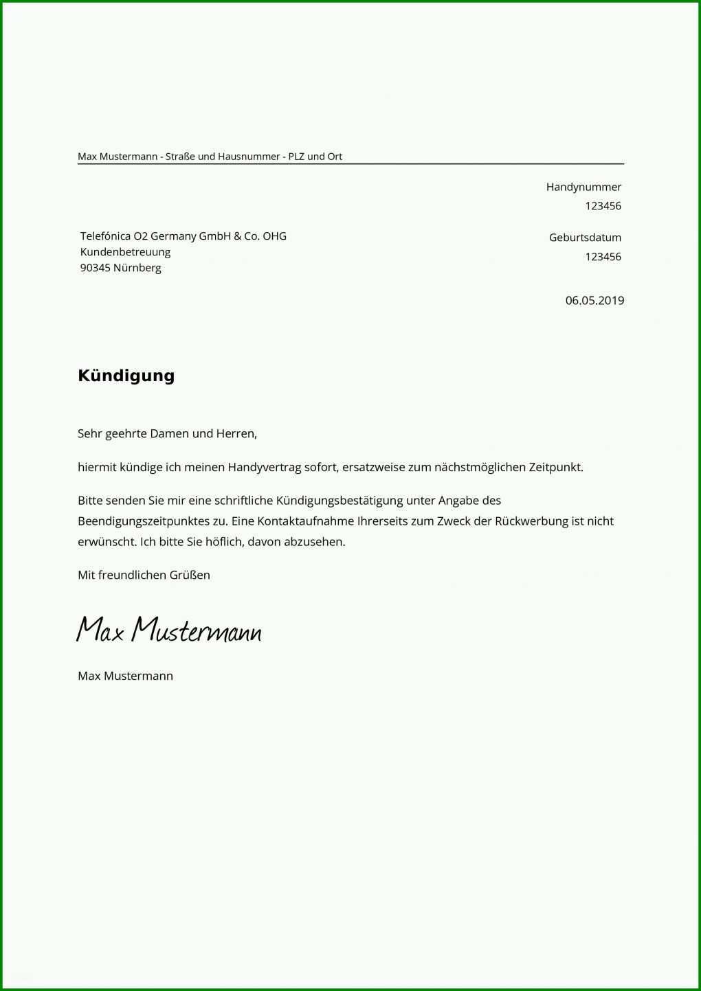 Erschwinglich Handyvertrag Kündigen Email Vorlage 2480x3508