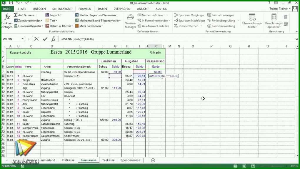 Fantastisch Excel Vorlage Kassenbuch Privat 1280x720