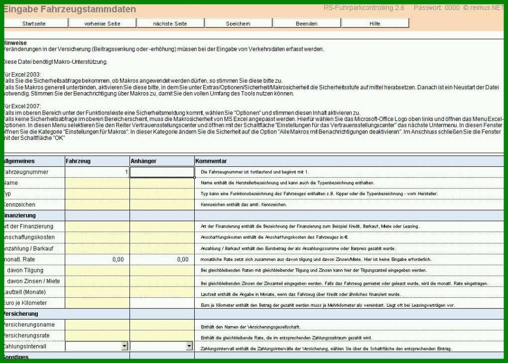 Außergewöhnlich Fuhrparkverwaltung Excel Vorlage 1075x768