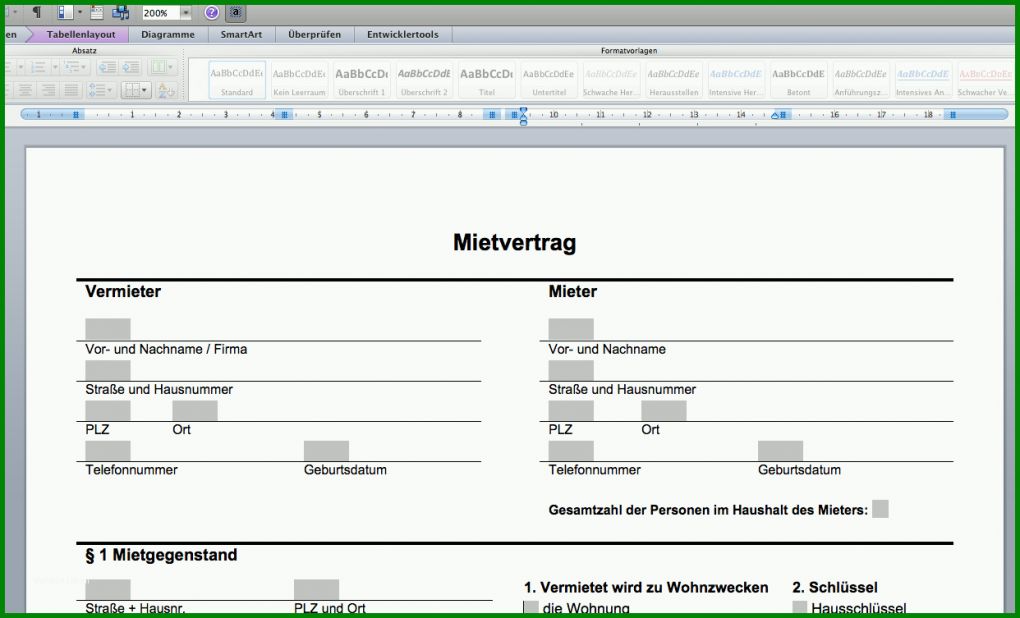 Einzahl Kfz Mietvertrag Vorlage Pdf 1242x753