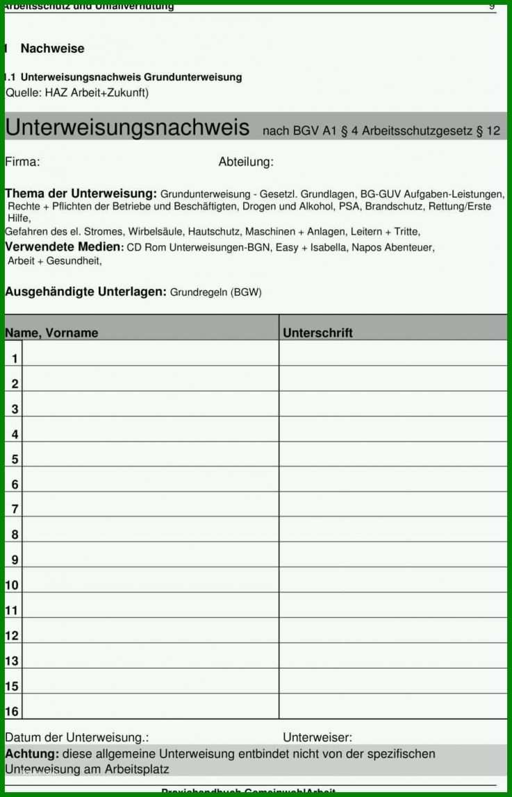 Beste Allgemeine Sicherheitsunterweisung Vorlage Sie Jetzt ...