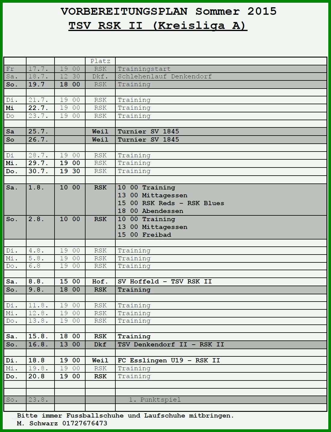 Toll 13 Excel Trainingsplan Vorlage 585450