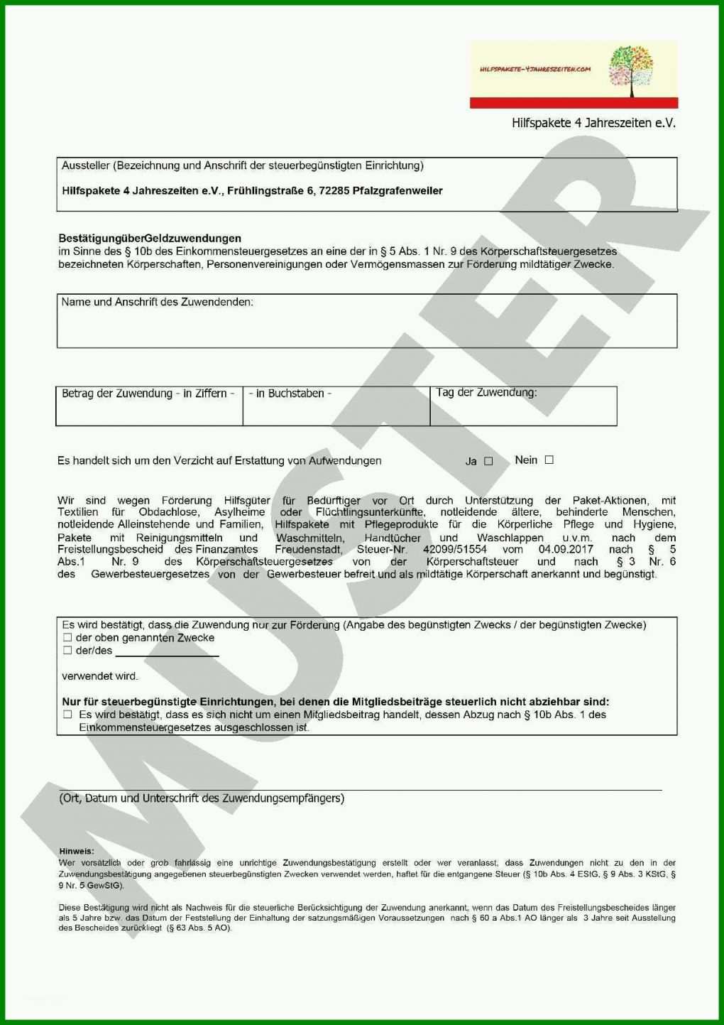 Rühren Spendenbescheinigung Verein Vorlage 1242x1757