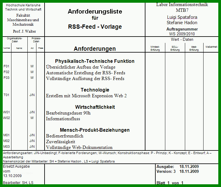Schockieren Anforderungsliste Vorlage Excel 734x619