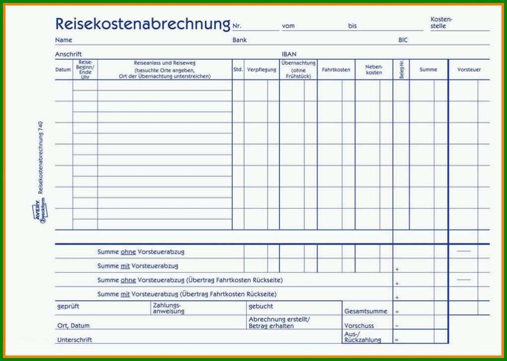 Spektakulär Vorlage Reisekostenabrechnung Pdf 1022x727