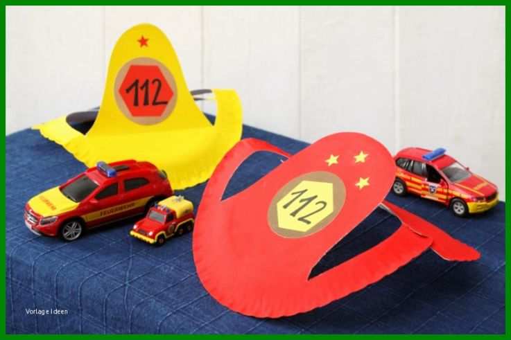 Feuerwehrhelm Aus Papptellern Feuerwehrparty Feuerwehr Teil Der Feuerwehrhelm Basteln Vorlage