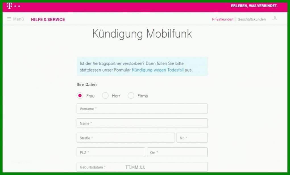 Original Deutsche Telekom Kündigung Vorlage 1024x616