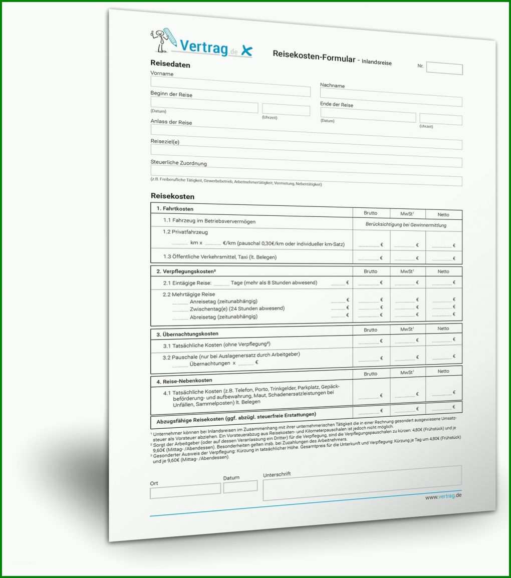 Original Reisekostenabrechnung Vorlage 2018 1534x1735