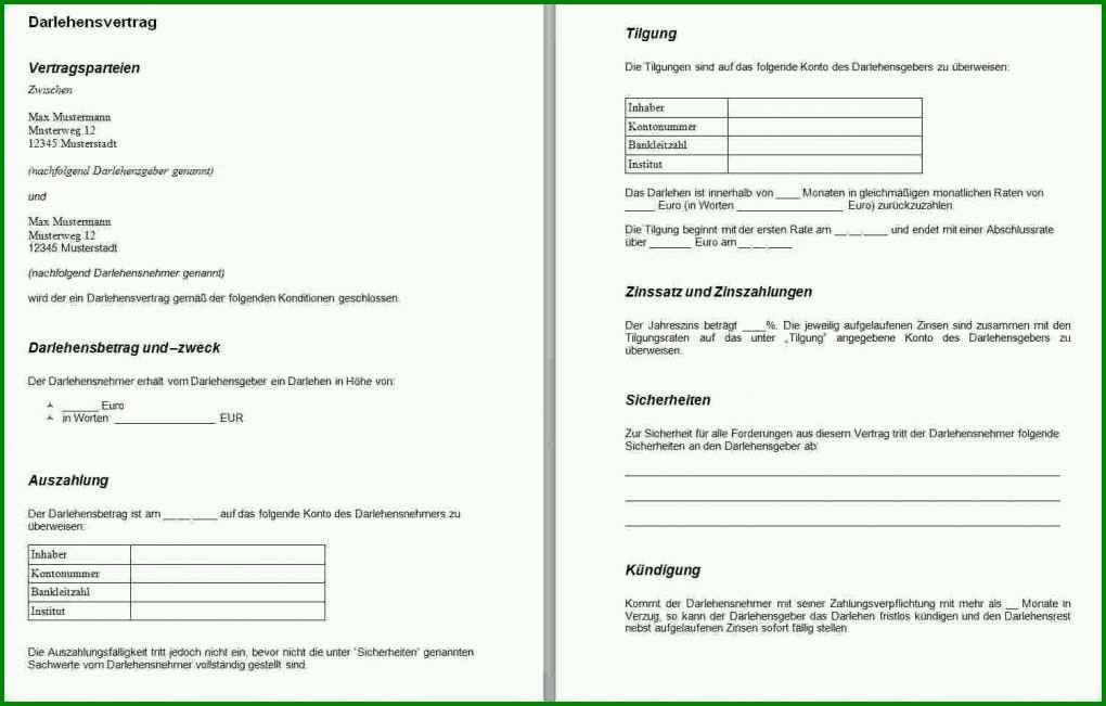 Empfohlen Vorlage Privater Darlehensvertrag 1502x959