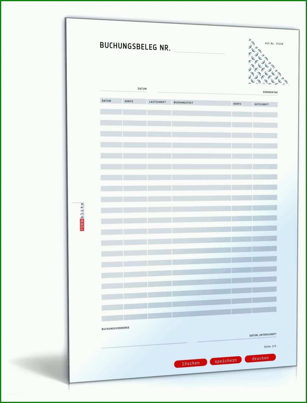 Neue Version Buchungsbeleg Vorlage Excel 1600x2100