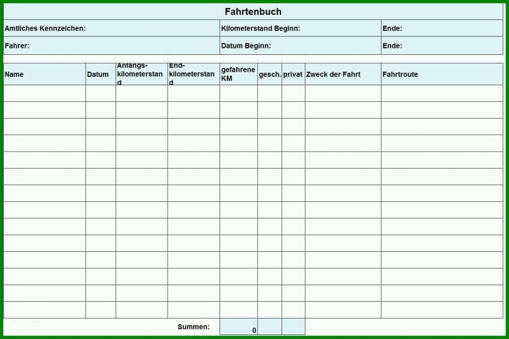 Hervorragend Fahrtenbuch Vorlage Für Finanzamt 1404x936
