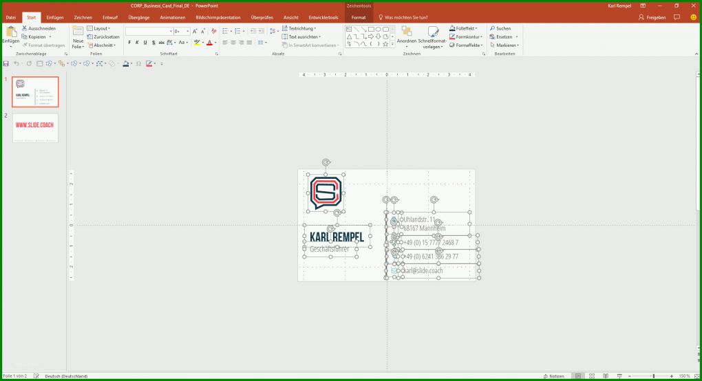 Phänomenal Visitenkarten Powerpoint Vorlage 1920x1042