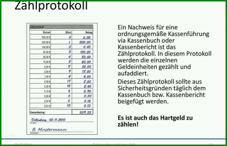 Exklusiv Zählprotokoll Kasse Vorlage 960x619