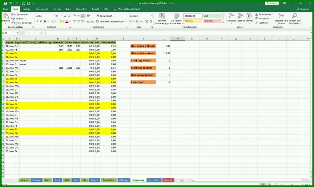 Schockierend Arbeitszeiterfassung Excel Vorlage 2019 Kostenlos 1734x1032