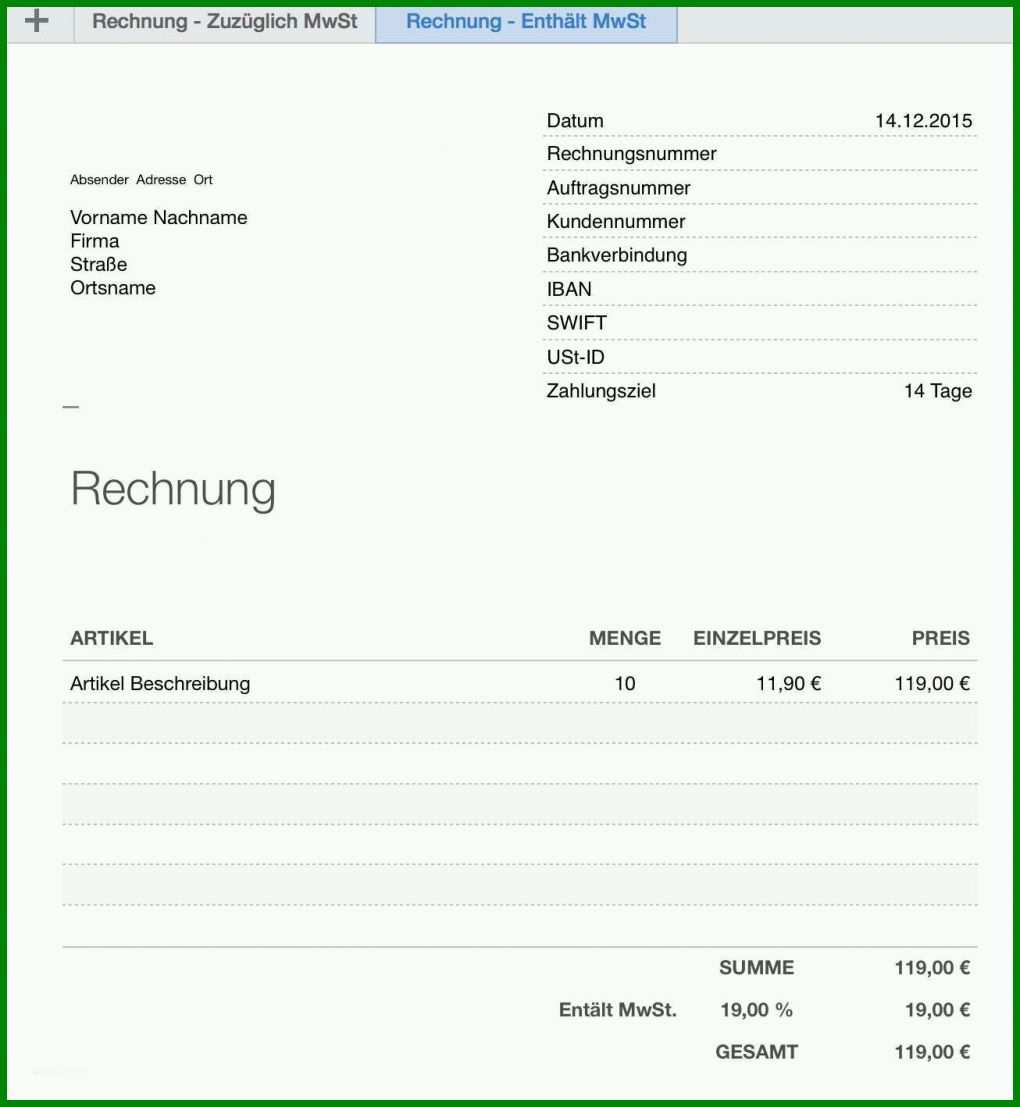 Fabelhaft Rechnung Für Privatverkauf Vorlage 1306x1418