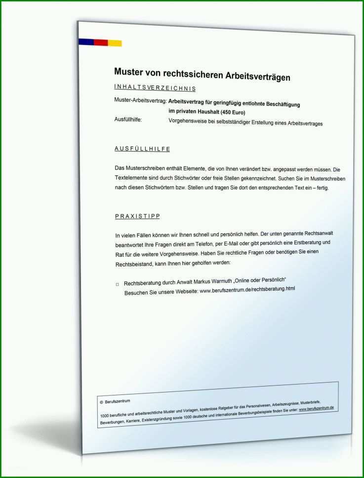 Atemberaubend Vorlage Arbeitsvertrag Geringfügige Beschäftigung 1600x2100