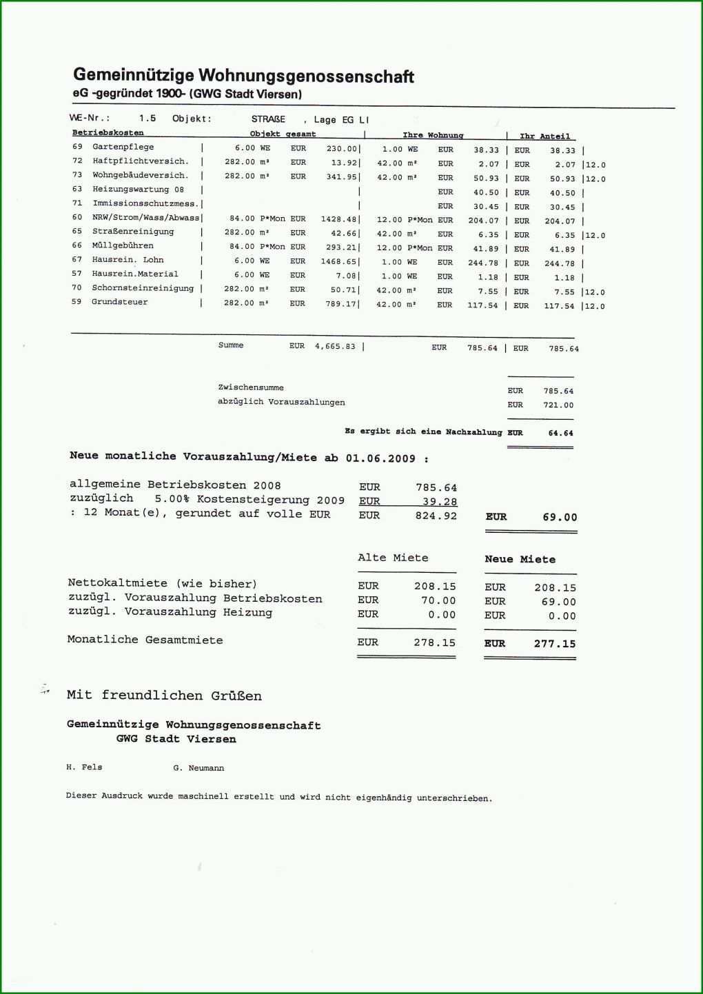 Hervorragend Nebenkostenabrechnung Vermieter Vorlage 2480x3507