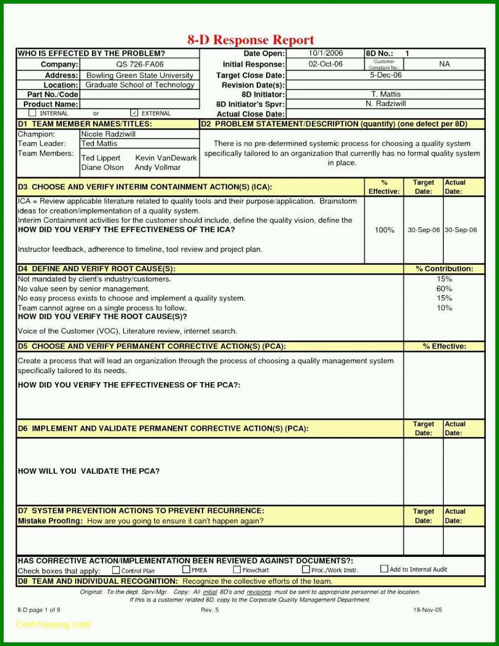 Neue Version 8d Report Vorlage Pdf 1211x1567