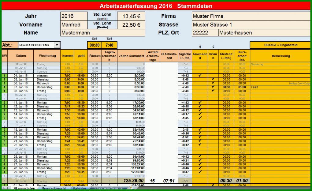 Staffelung Arbeitszeit Excel Vorlage 1132x693