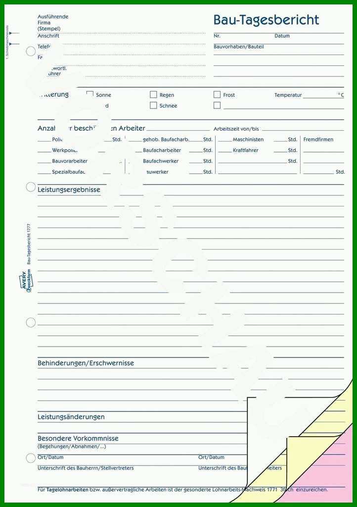 Limitierte Auflage Bau Tagesbericht Vorlage Excel 722x1024