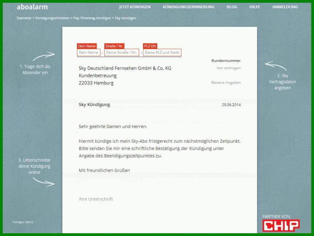 Bestbewertet Kündigung Sky Kostenlose Vorlage 1032x774