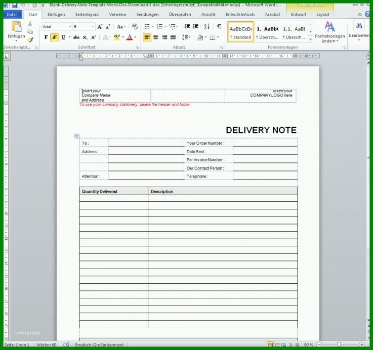 Limitierte Auflage Lieferschein Vorlage Openoffice 1011x949