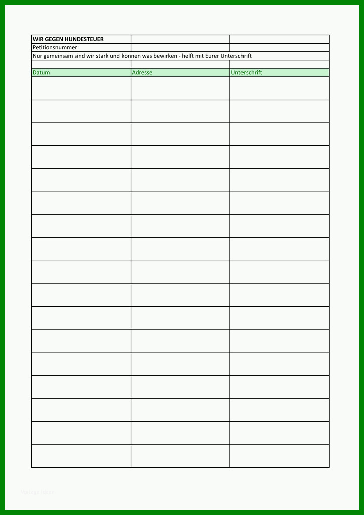Schockierend Unterschriftenliste Vorlage 725x1024