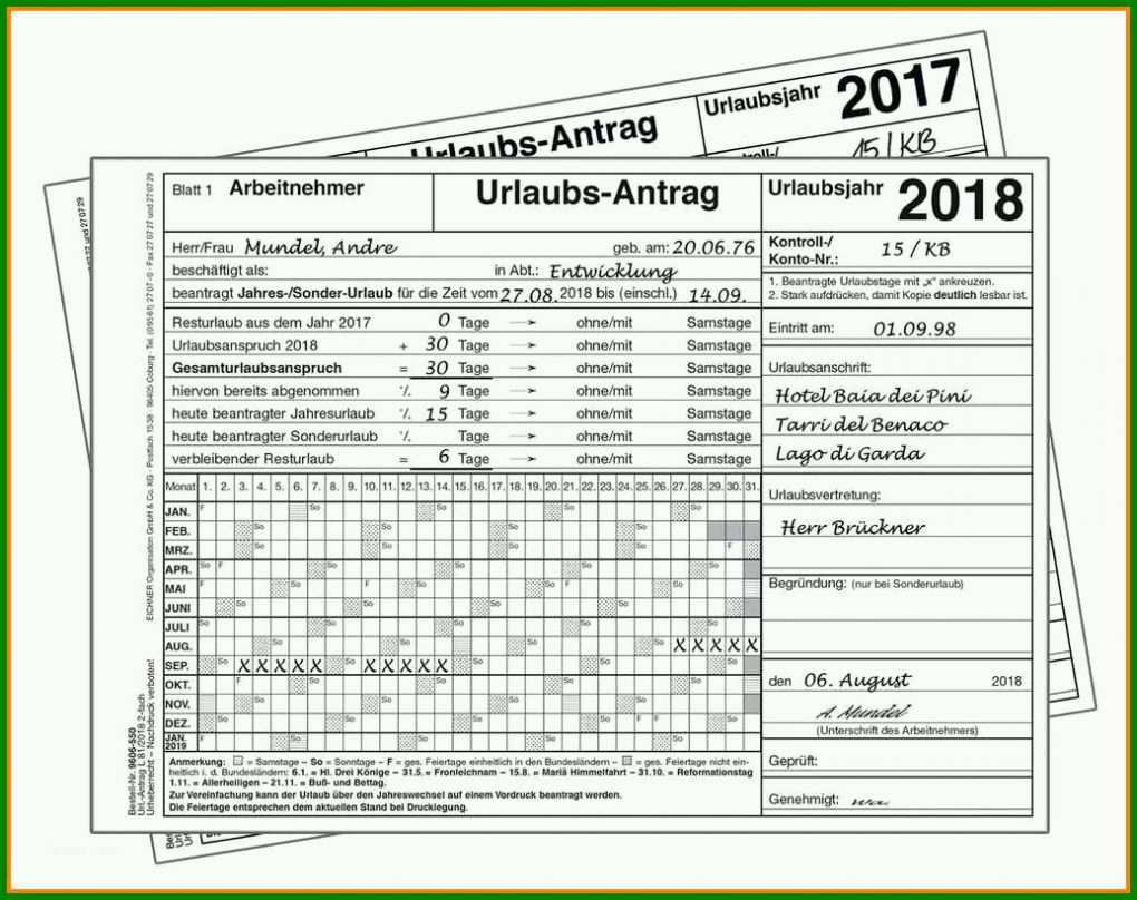 Sensationell Urlaubsantrag Excel Vorlage Kostenlos 1035x820