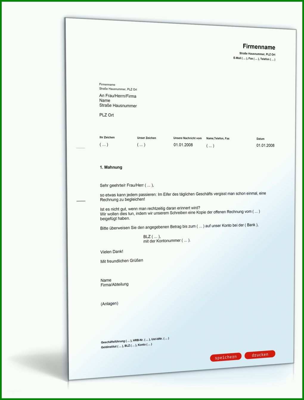 Kreativ Zahlungserinnerung Vorlage 1600x2100