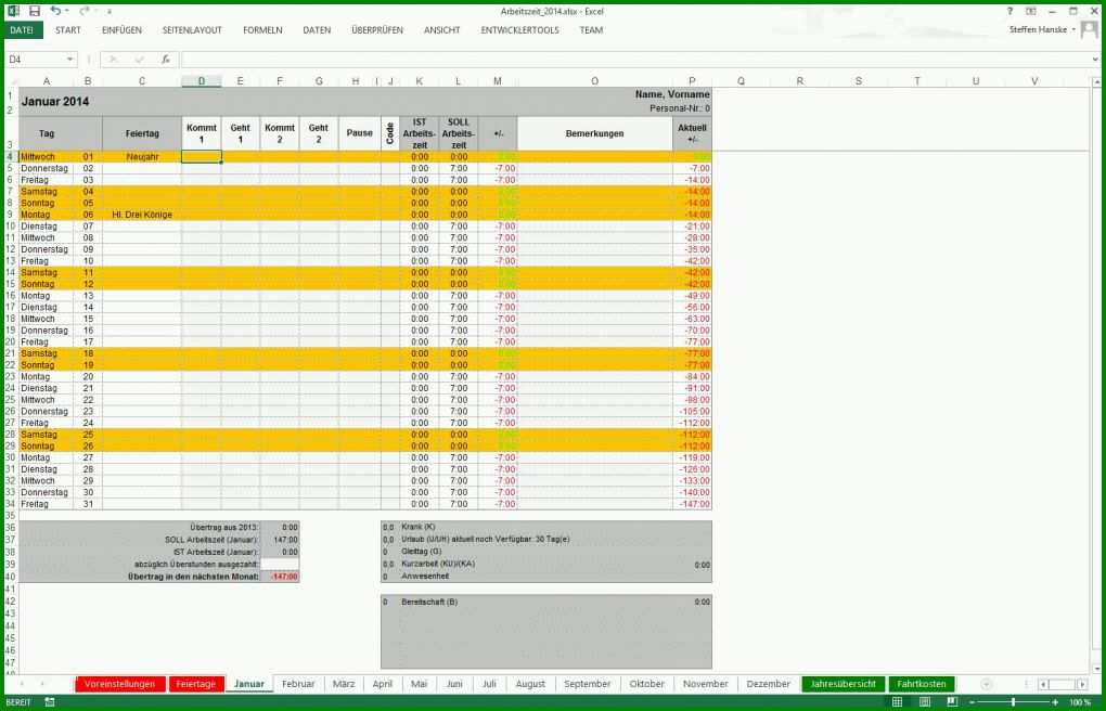 Exklusiv Arbeitszeit Excel Vorlage 1528x983