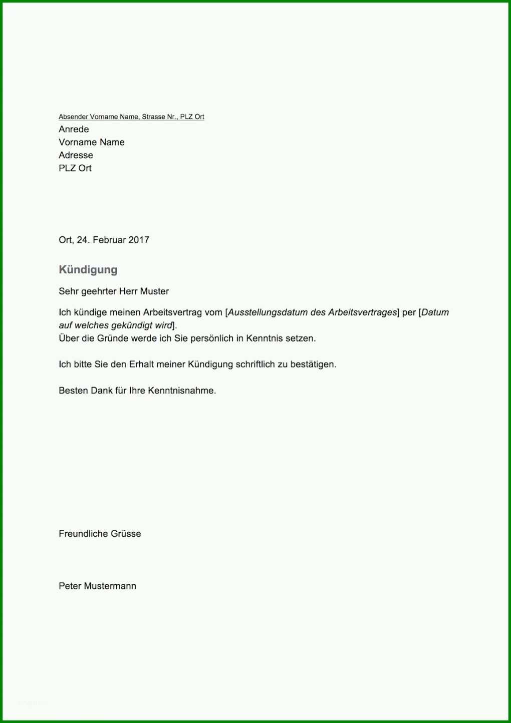 Modisch Kündigung Arbeitgeber Vorlage 1156x1637