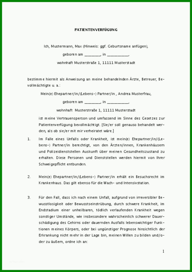 Limitierte Auflage Patientenverfügung Vorlage 2018 848x1200