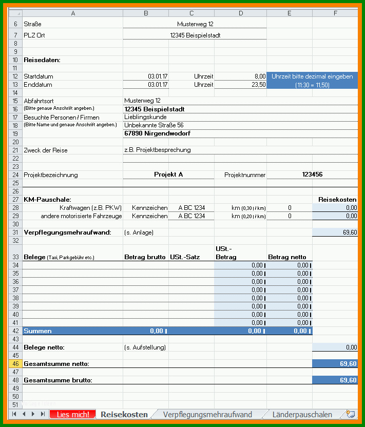 Erstaunlich Reisekostenabrechnung 2018 Vorlage 711x832