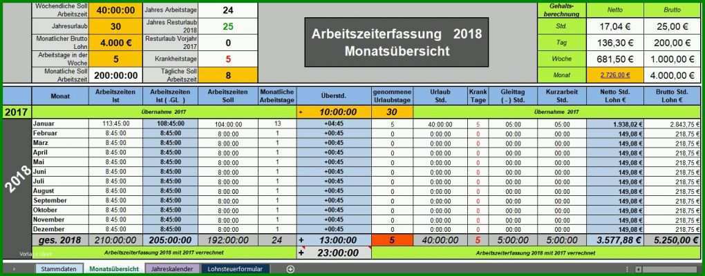 Modisch Arbeitszeit Excel Vorlage 1468x575