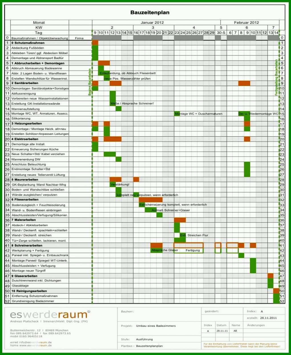 Sensationell Excel Vorlage Bauzeitenplan 1176x1432