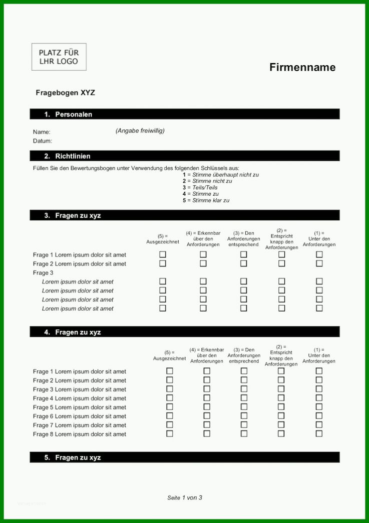 Empfohlen Fragebogen Vorlage 868x1227