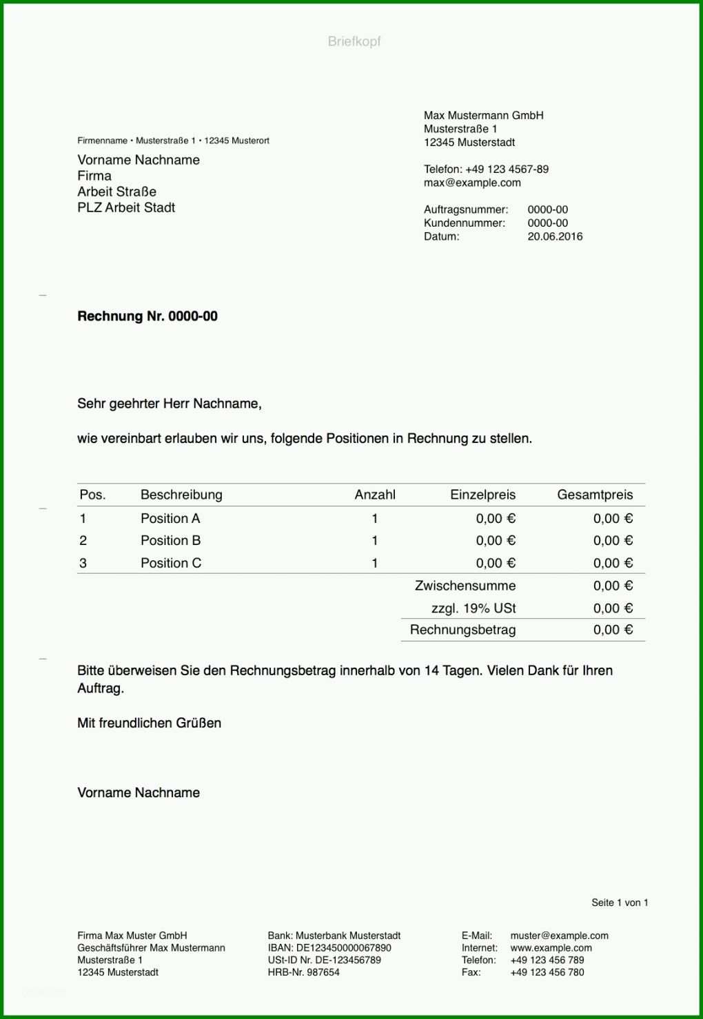 Modisch Rechnung Vorlage 1150x1668