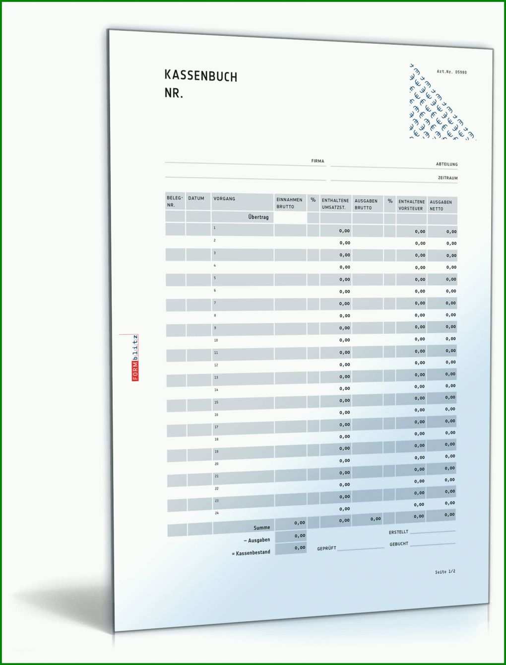 Exklusiv Kassenbuch Vorlage Pdf 1600x2100