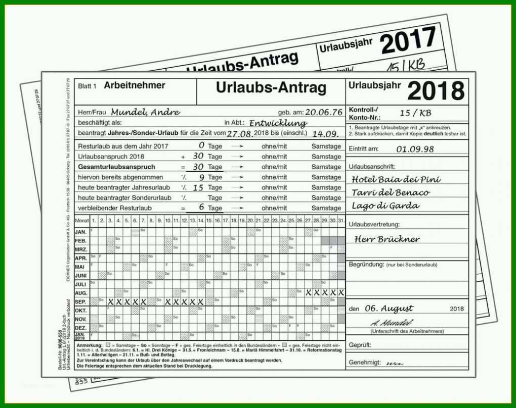 Hervorragen Urlaubsantrag Vorlage 2019 1035x820