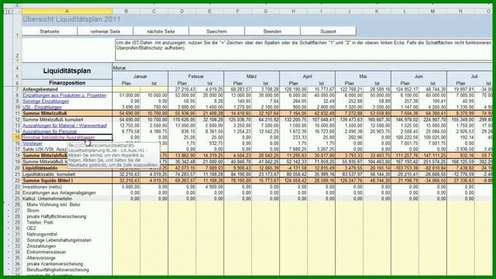 Hervorragend Liquiditätsplanung Excel Vorlage Download Kostenlos 1280x720