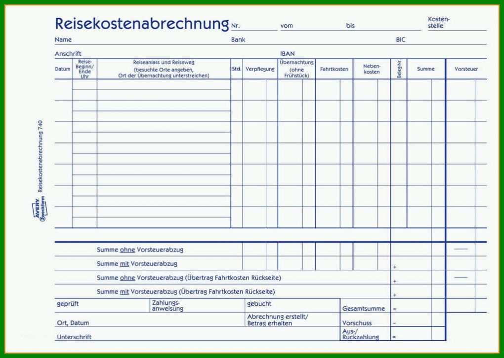 Staffelung Reisekostenabrechnung Vorlage 1022x727