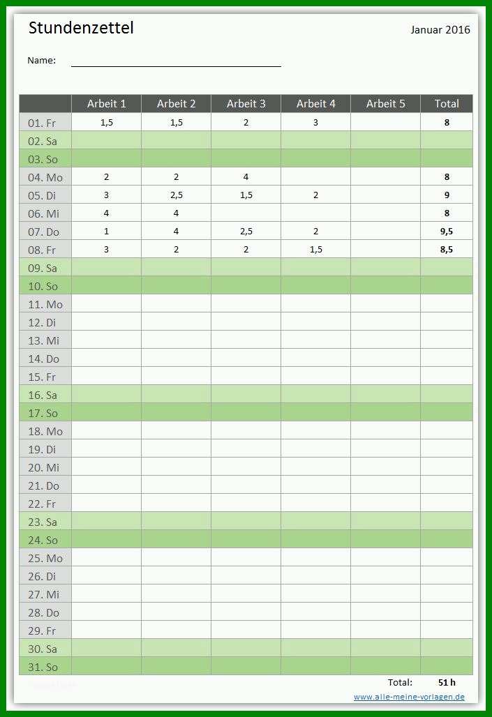 Allerbeste Stundenzettel Vorlage Excel Für 2019