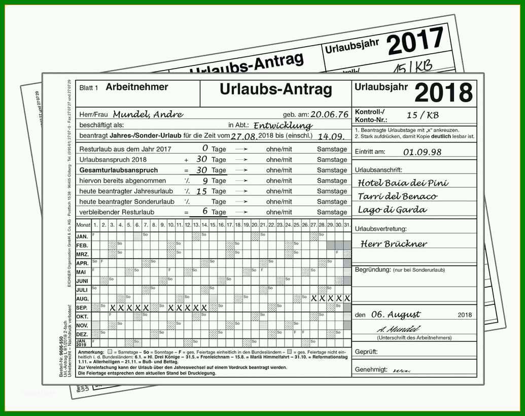 Moderne 15 Urlaubsantrag Excel Vorlage Kostenlos 868327