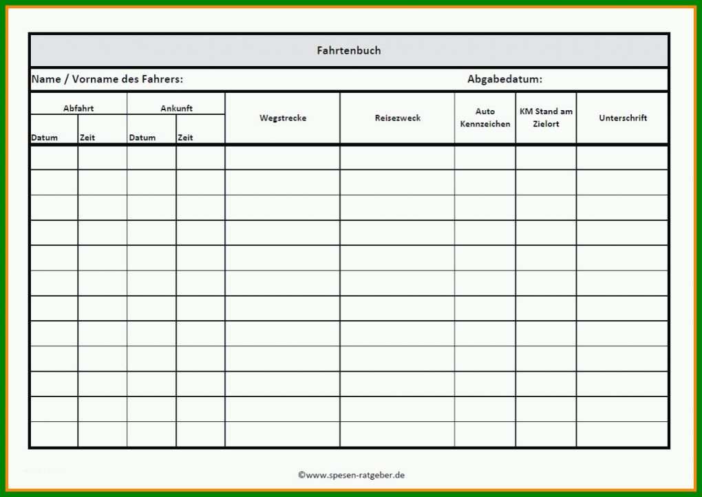 Beeindruckend 15 Fahrtenbuch Muster Ausgefüllt 993238