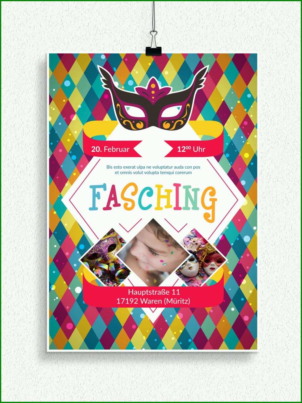 Überraschen Fasching Flyer Vorlagen Kostenlos 1500x2000