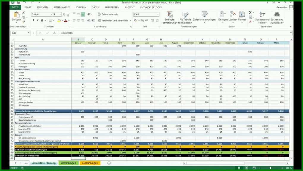 Einzahl Liquiditätsplanung Excel Vorlage Ihk 1280x720