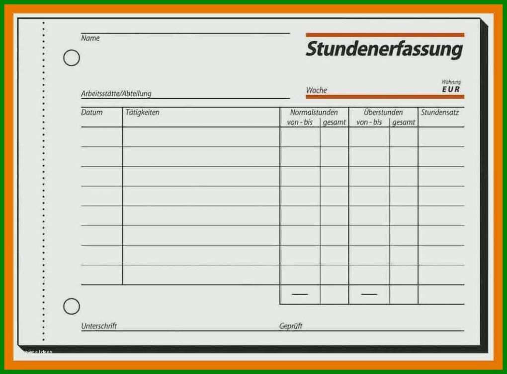 Original Datev Vorlage Zur Dokumentation Der Täglichen Arbeitszeit 2019 1056x781