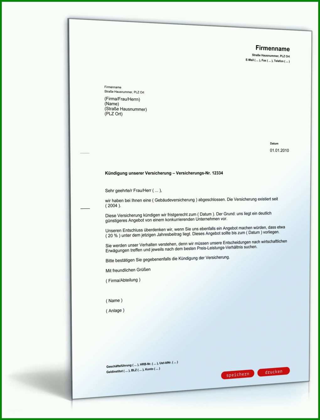 Fabelhaft Kündigung Für Versicherung Vorlage 1600x2100